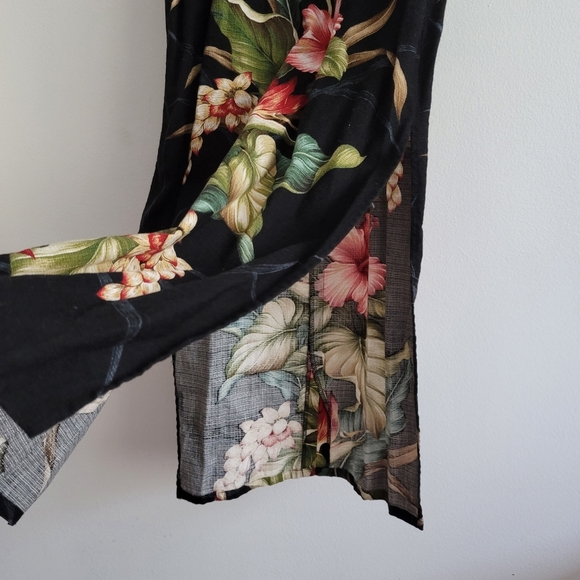 VTG Iolani XS Black Floral Maxi Dress Hawaiian Tropical Sleeveless - Picture 6 of 9